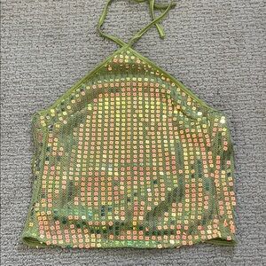 Princess Polly Green Sequin Tank Top